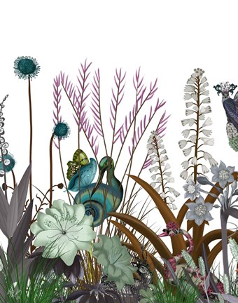 Framed Wildflower Bloom, Snail Bird Print