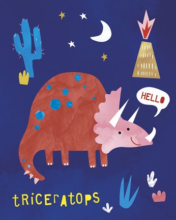 Framed Terrific Triceratops Print