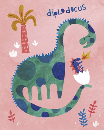 Framed Diplodocus Duo Print