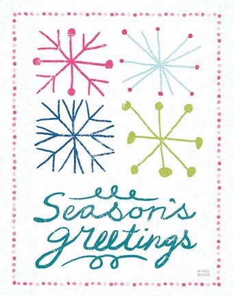 Framed Merry Christmastime Snow Flake Bright Print