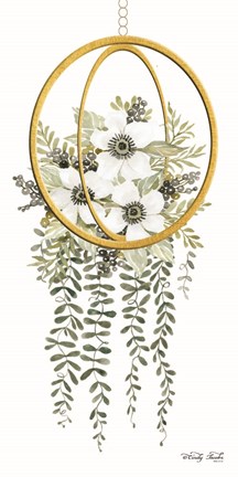 Framed Gold Geometric Circle &amp; Ivy Print