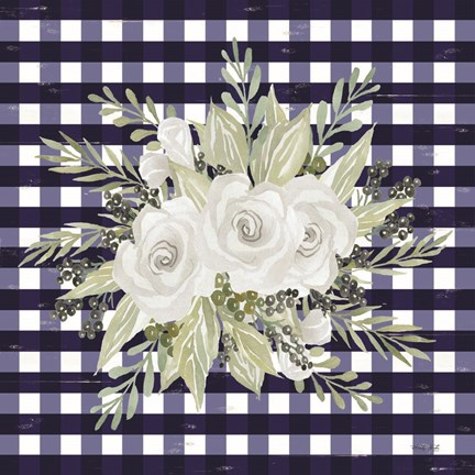 Framed Navy Floral II Print