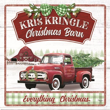 Framed Kris Kringle Christmas Barn Print