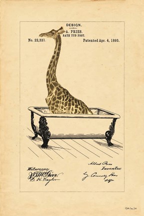 Framed Giraffe in Tub Print