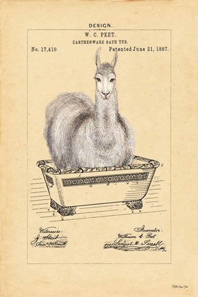 Framed Llama in Tub Print