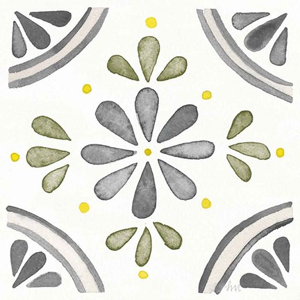 Framed Garden Getaway Tile I Gray Green Print