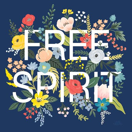 Framed Wild Garden II Navy Print