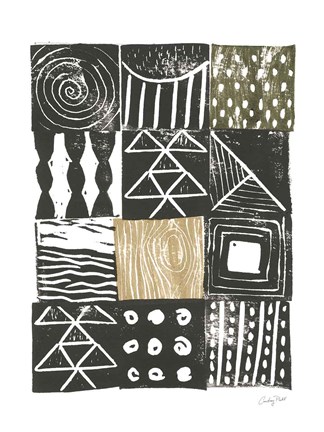 Framed Block Print V Green Sand Print