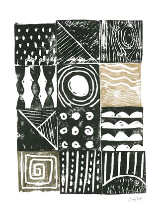 Framed Block Print I Green Sand Print