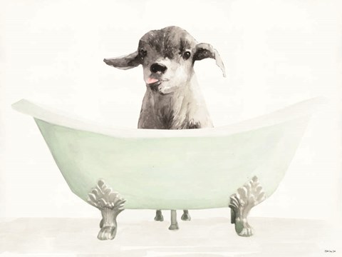 Framed Vintage Tub with Goat Print