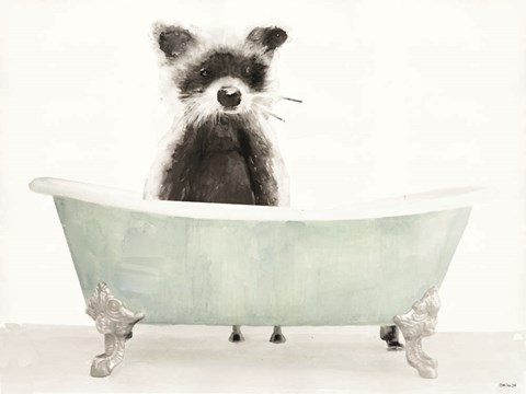 Framed Vintage Tub with Racoon Print