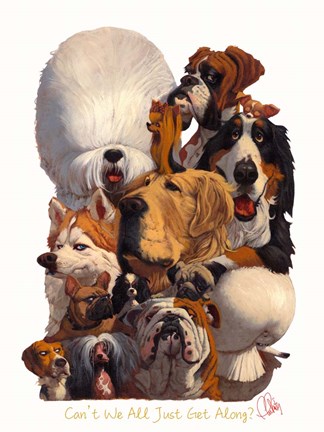 Framed Can't We All Just Get Along Print