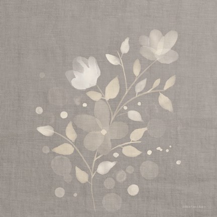Framed Flower Bunch on Linen I Print