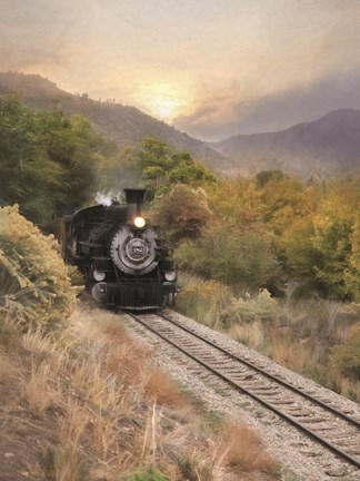 Framed Durango Train at Sunset Print