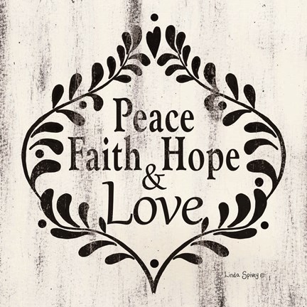 Framed Peace Faith Hope &amp; Love Print