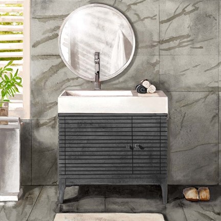 Framed Marble Bath II black &amp; white Print