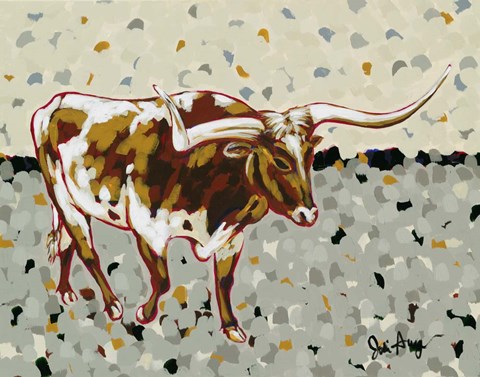 Framed Longhorn Steer Print