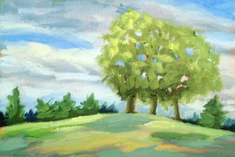 Framed Green Horizon Landscape Print