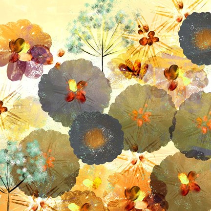 Framed Textured Hedgerow Rust Square Print