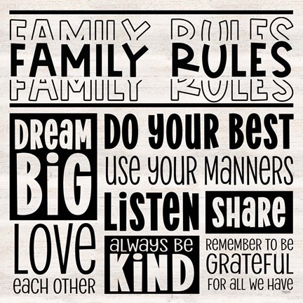 Framed Family Rules I Print