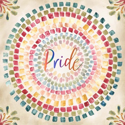 Framed Mosaic Rainbow Round IV Print