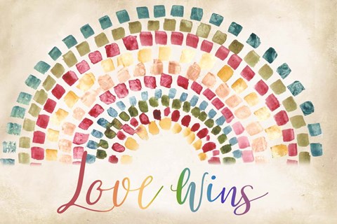 Framed Mosaic Rainbow landscape Print