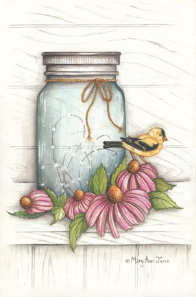 Framed Goldfinch and Flowers Print