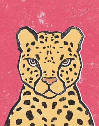 Framed Jungle Cat Hot Pink Print