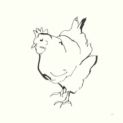 Framed Line Chicken II Print