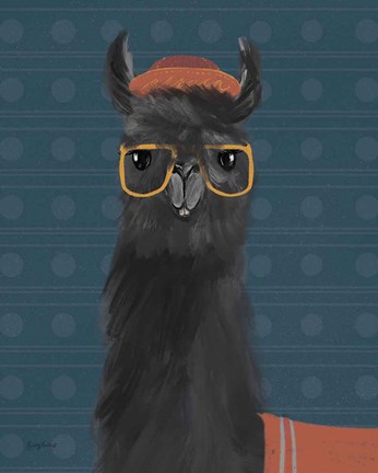 Framed Delightful Alpacas IV Blue Print