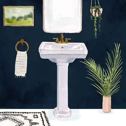 Framed Boho Bath Sinks I Print