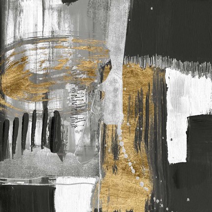 Framed Golden Strokes I Print