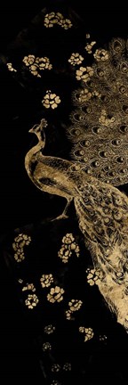 Framed Gilded Peacock Triptych I Print