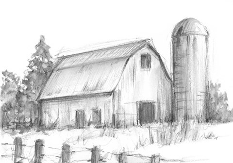 Framed Black &amp; White Barn Study I Print