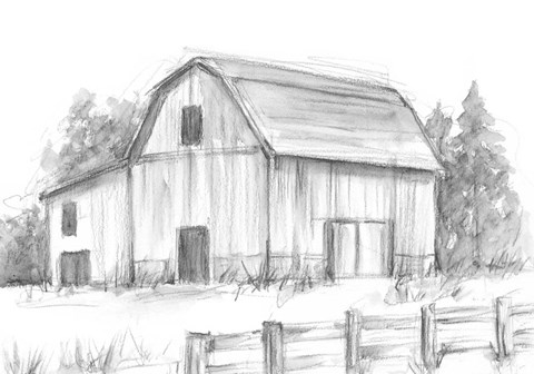 Framed Black &amp; White Barn Study II Print