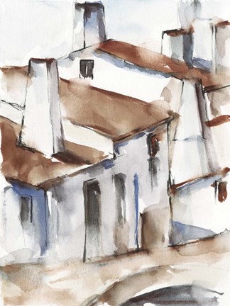 Framed White Cottages I Print