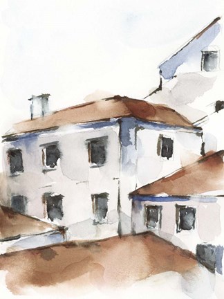 Framed White Cottages III Print