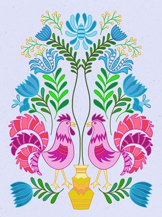 Framed Folk Bird II Print