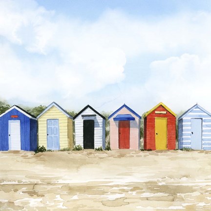 Framed Beach Huts I Print