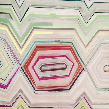 Framed Aqua Zig Zag IV Print