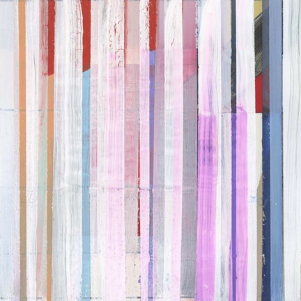 Framed Red Pink Stripes I Print