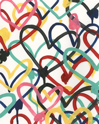 Framed Heart Scribbles I Print