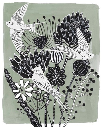 Framed Swallow Dance I Print