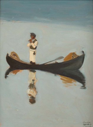 Framed Man Fishing, 1908 Print