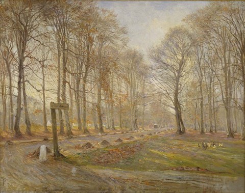 Framed Late Autumn Day in the Jaegersborg Deer Park, North of Copenhagen, 1886 Print