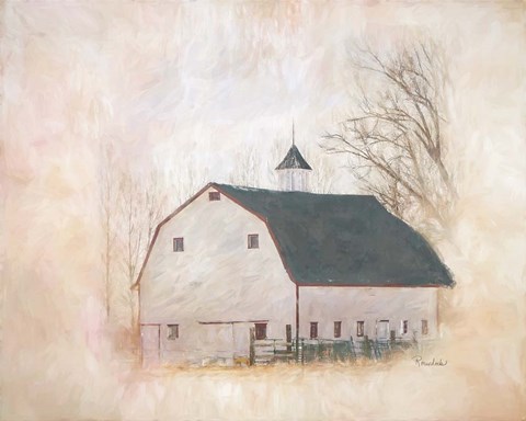 Framed White Barn Print