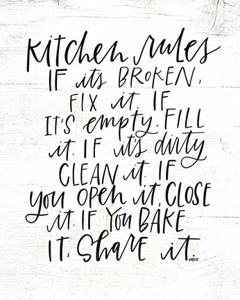 Framed Kitchen Rules Print