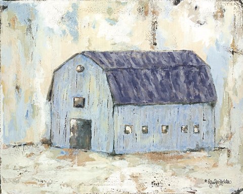 Framed Blue Barnyard Print