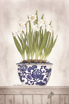 Framed Blue and White Daffodils II Print