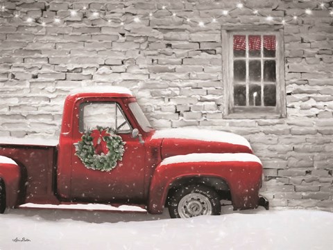 Framed Snowy Christmas Truck Print